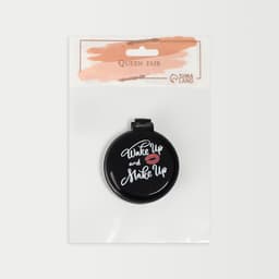 Расчёска массажная BLACK, складная, с зеркалом, d=6.5 см, МИКС