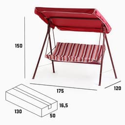 Качели садовые «Адлер», 175×120×150 см, металл, 2-местные, красные