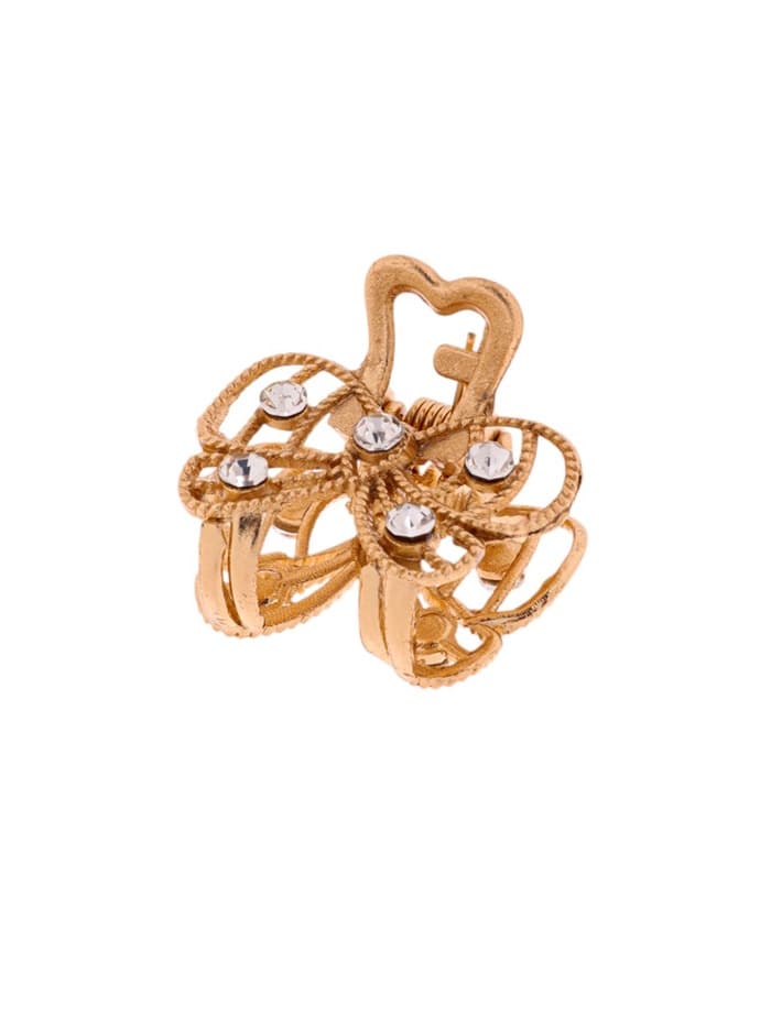 Крабик для волос «Бантик», стразы, 2.5 см, золотистый
