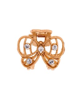 Крабик для волос «Бантик», стразы, 2.5 см, золотистый