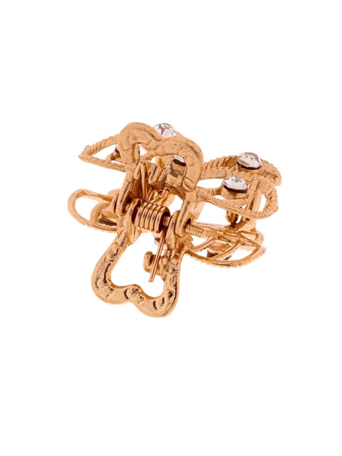 Крабик для волос «Бантик», стразы, 2.5 см, золотистый