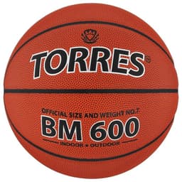 Баскетбольный мяч TORRES BM600, B10027, клееный, 8 панелей, размер 7, PU, бутиловая камера