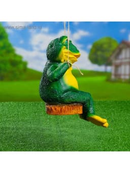 Садовая фигура из полистоуна «Лягушка на качелях», подвесная, 24×23×27 см