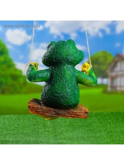 Садовая фигура из полистоуна «Лягушка на качелях», подвесная, 24×23×27 см