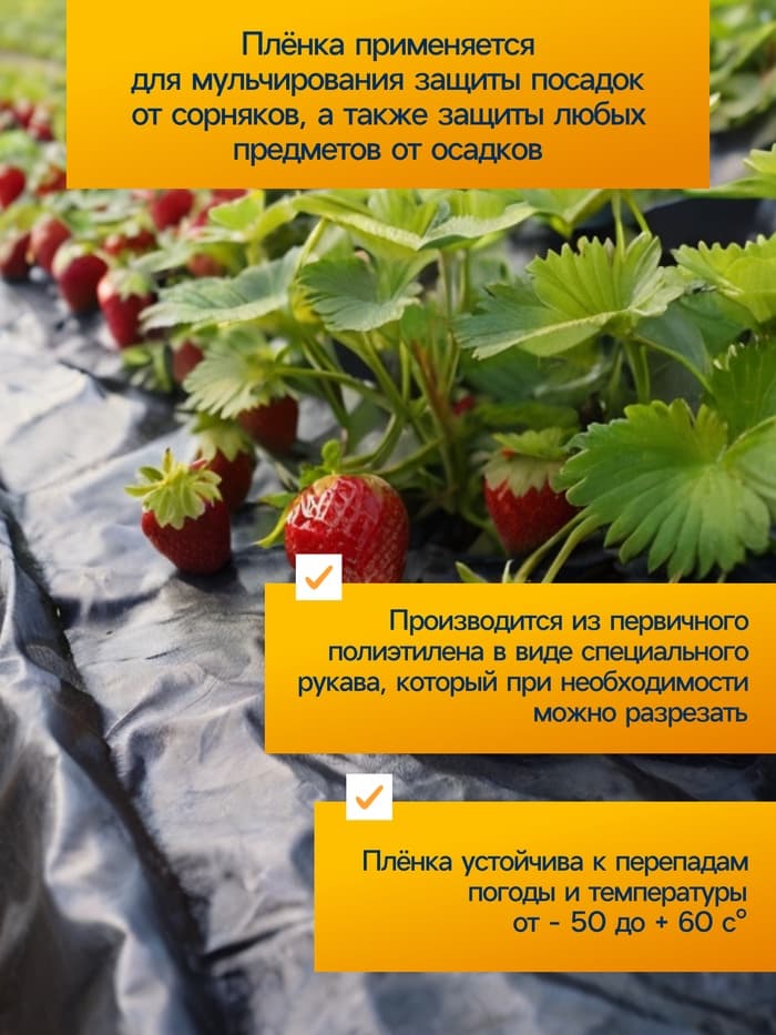 Плёнка полиэтиленовая, техническая, толщина 200 мкм, 100×3 м, рукав (1.5 м×2), чёрная, 2 сорт, Эконом 50 %, Greengo