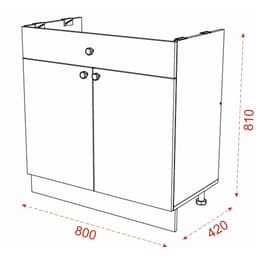 Шкаф напольный под мойку, 800×420×810 мм, цвет ясень шимо тёмный/светлый