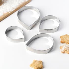Формы для печенья Доляна «Лепестки розы», набор 4 шт., нержавеющая сталь, серебристые