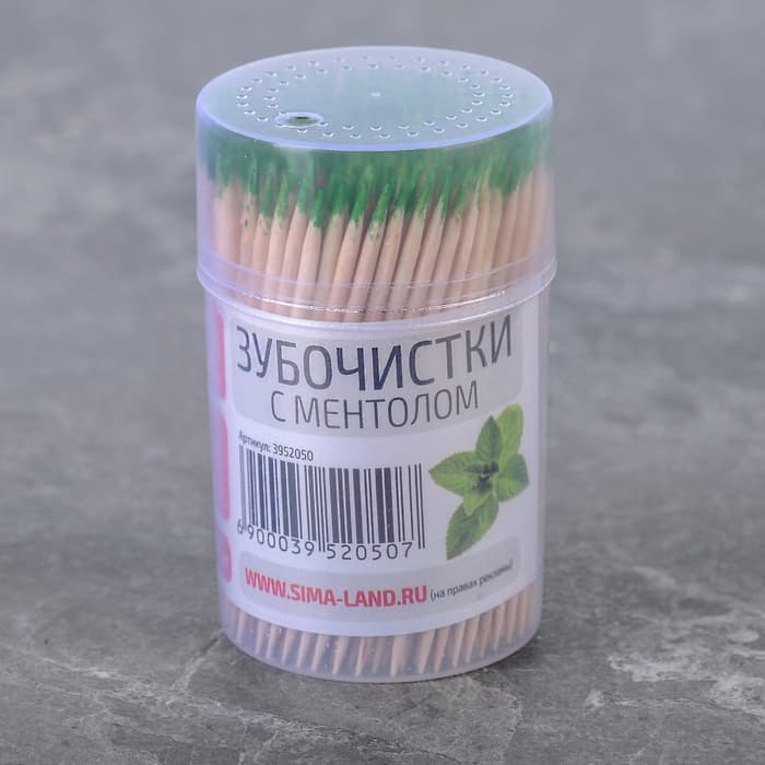 Зубочистки с ментолом Доляна, 270-280 шт., бамбук