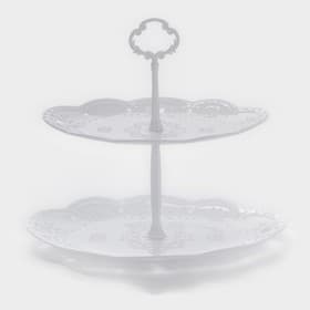 Этажерка для фруктов и десертов «Вивьен», 2 ярусная, пластик, овальная, 25.5×17,5/30×21.5 см, белая