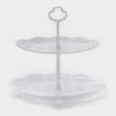 Этажерка для фруктов и десертов «Вивьен», 2 ярусная, пластик, овальная, 25.5×17,5/30×21.5 см, белая