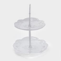 Этажерка для фруктов и десертов «Вивьен», 2 ярусная, пластик, овальная, 25.5×17,5/30×21.5 см, белая