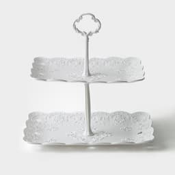 Этажерка для фруктов и десертов Доляна «Вивьен», 2 ярусная, пластик, прямоугольная, 22.5×16 см, 26.5×19 см, белая