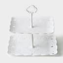 Этажерка для фруктов и десертов Доляна «Вивьен», 2 ярусная, пластик, прямоугольная, 22.5×16 см, 26.5×19 см, белая