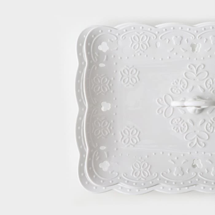 Этажерка для фруктов и десертов Доляна «Вивьен», 2 ярусная, пластик, прямоугольная, 22.5×16 см, 26.5×19 см, белая