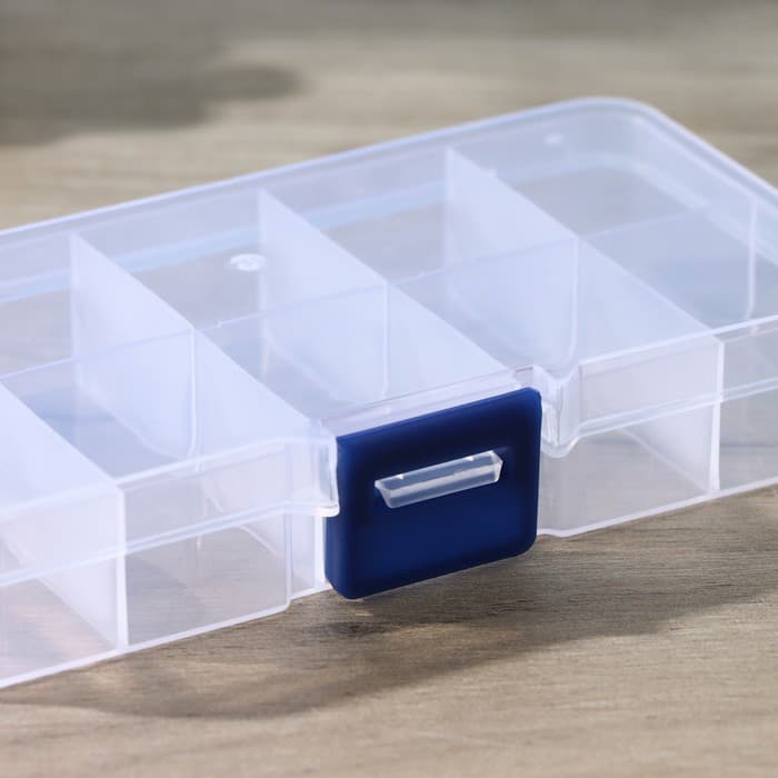 Органайзер для хранения RICCO, пластик, 10 ячеек, 13×7×2.5 см, прозрачный