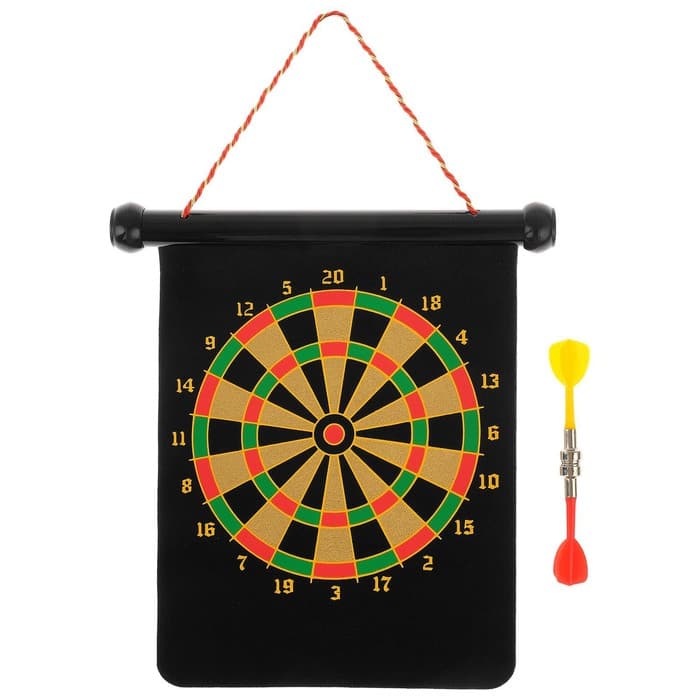 Дартс, магнитное полотно диаметром 20 см, 2 дротика