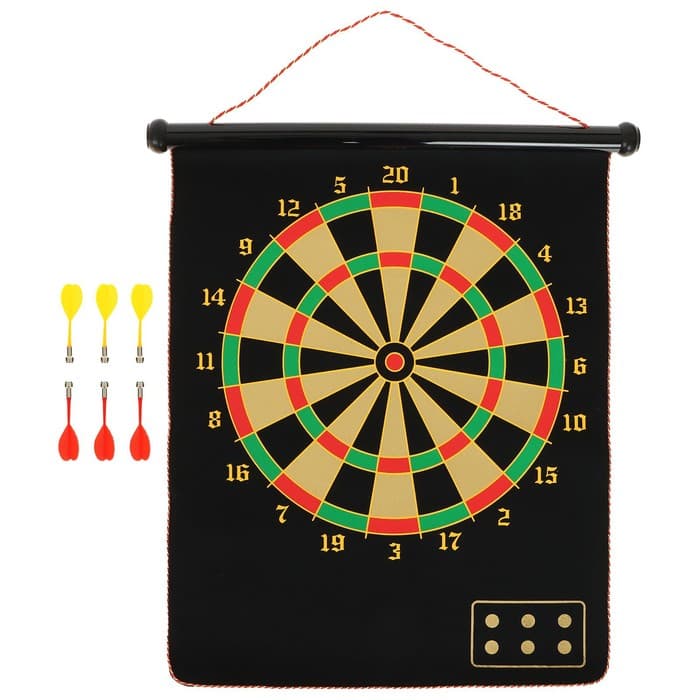 Набор для игры в дартс ONLYTOP, магнитное полотно диаметром 50 см, 6 дротиков
