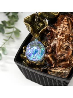 Фонтан настольный с подсветкой «Бронзовый Ганеша и лотосы», от сети, 22×13×13 см