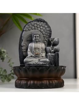Фонтан настольный с подсветкой «Будда», от сети, серый мрамор, 30×20.5×20.5 см