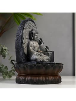 Фонтан настольный с подсветкой «Будда», от сети, серый мрамор, 30×20.5×20.5 см