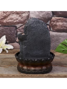 Фонтан настольный с подсветкой «Будда», от сети, серый мрамор, 30×20.5×20.5 см