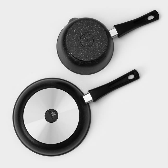 Набор посуды KUKMARA «Мраморная №3», 6 предметов, съёмная ручка, антипригарное покрытие, литой алюминий, литой алюминий