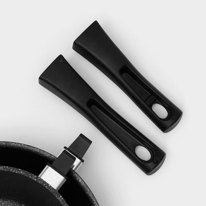 Набор посуды KUKMARA «Мраморная №3», 6 предметов, съёмная ручка, антипригарное покрытие, литой алюминий, литой алюминий