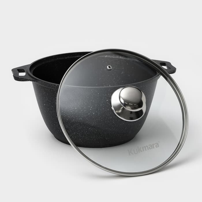 Набор посуды KUKMARA «Мраморная №3», 6 предметов, съёмная ручка, антипригарное покрытие, литой алюминий, литой алюминий