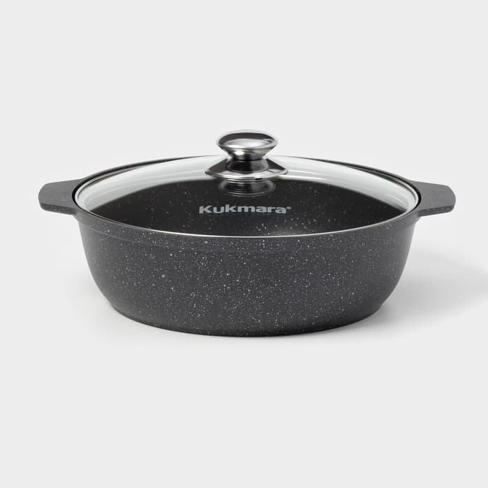 Жаровня KUKMARA, 3 л, d=28 см, h=8.5 см, антипригарное покрытие, серая