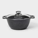 Кастрюля KUKMARA «Мраморная», 2 л, d=22 см, h=15.5 см, стеклянная крышка, антипригарное покрытие, литой алюминий, серый