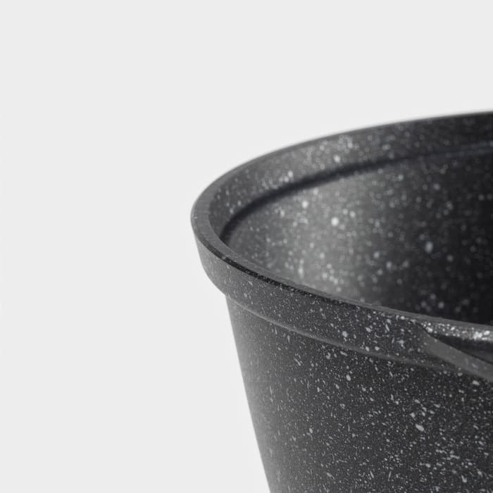 Кастрюля KUKMARA «Мраморная», 2 л, d=22 см, h=15.5 см, стеклянная крышка, антипригарное покрытие, литой алюминий, серый