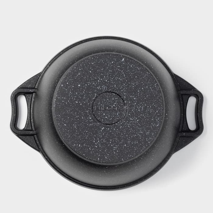 Кастрюля KUKMARA «Мраморная», 2 л, d=22 см, h=15.5 см, стеклянная крышка, антипригарное покрытие, литой алюминий, серый