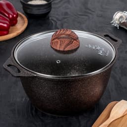 Кастрюля KUKMARA Granit ultra, 4 л, d=26 см, со стеклянной крышкой, антипригарное покрытие, литой алюминий, чёрная