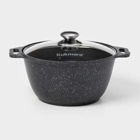 Кастрюля KUKMARA «Мраморная», 3 л, d=24 см, h=17 см, стеклянная крышка, антипригарное покрытие, литой алюминий, серый