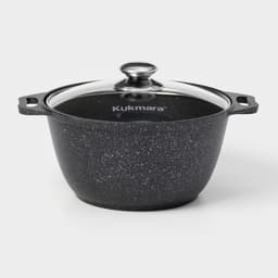 Кастрюля KUKMARA «Мраморная», 3 л, d=24 см, h=17 см, стеклянная крышка, антипригарное покрытие, литой алюминий, серый