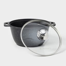 Кастрюля KUKMARA «Мраморная», 3 л, d=24 см, h=17 см, стеклянная крышка, антипригарное покрытие, литой алюминий, серый
