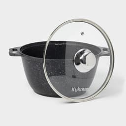 Кастрюля KUKMARA «Мраморная», 3 л, d=24 см, h=17 см, стеклянная крышка, антипригарное покрытие, литой алюминий, серый