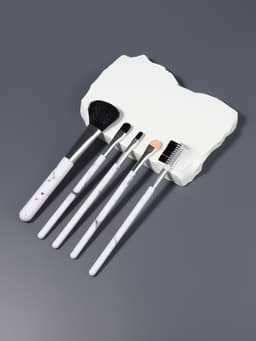 Набор кистей для макияжа «Мрамор», 5 предметов, белый, чёрный