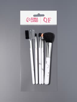 Набор кистей для макияжа «Мрамор», 5 предметов, белый, чёрный