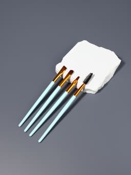 Набор кистей для макияжа COLOR POWER, 4 шт., бирюзовый, золотистый