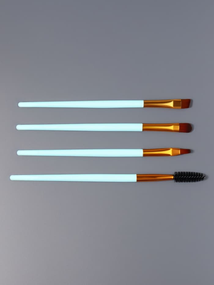 Набор кистей для макияжа COLOR POWER, 4 шт., бирюзовый, золотистый