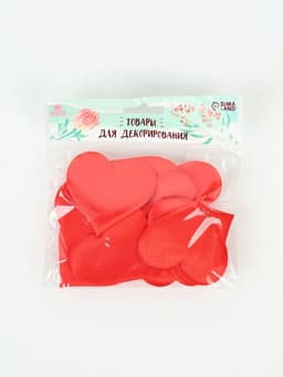 Сердечки декоративные, набор 12 шт., 6.5×5 см, красные