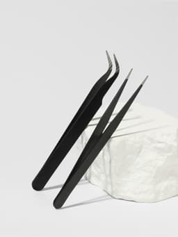 Пинцеты для наращивания ресниц, набор - 2 шт., 12.5 см, чёрные