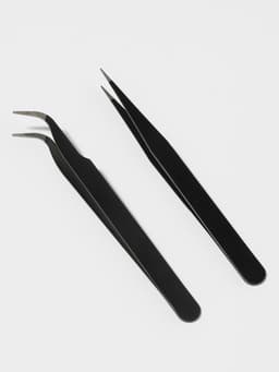 Пинцеты для наращивания ресниц, набор - 2 шт., 12.5 см, чёрные