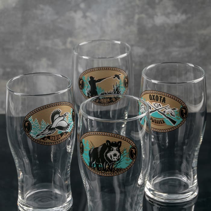 Пивной бокал ОСЗ «Тюлип. На охоте», 570 мл, стекло, рисунок МИКС