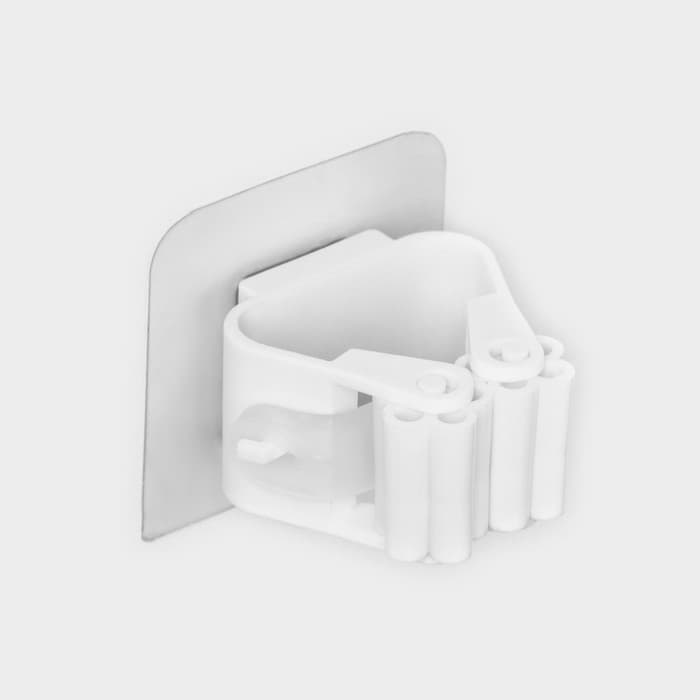 Держатель для швабр на липучке Доляна, 2.8×5×4.5 см, липучка 5.5×5.5 см, белый