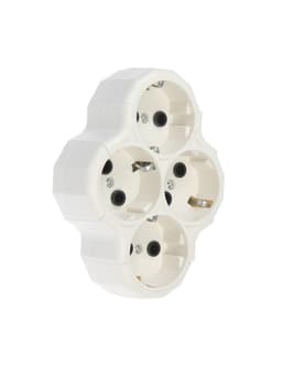 Разветвитель, 4 розетки, 16 А, с заземлением, белый