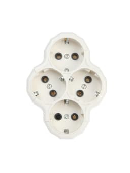 Разветвитель, 4 розетки, 16 А, с заземлением, белый