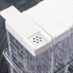 Ёмкости для специй «Компакт», набор 6 шт. на подставке, двусторонний дозатор, 16×11×7 см, прозрачные