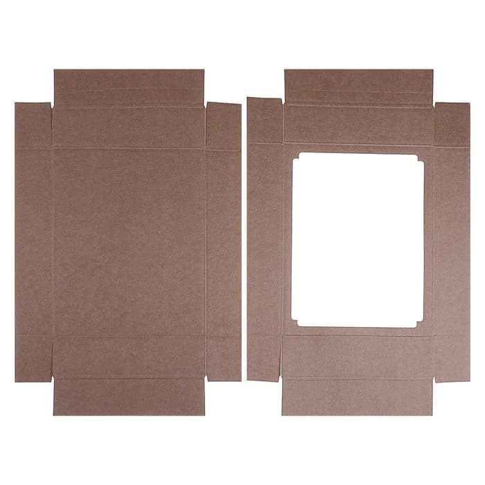Коробка сборная без печати крышка-дно бурая с окном 29×23.5×6 см